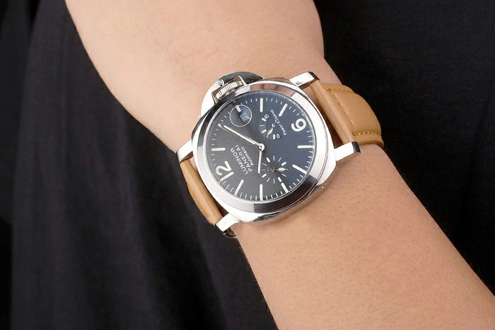 Panerai Luminor Power Reserve Black Dial Steel Case Brown Leather Bracelet new10201