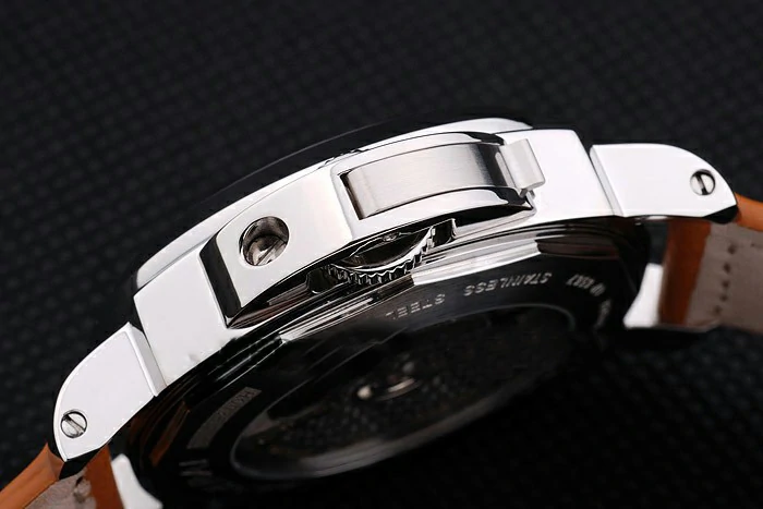 Panerai Luminor Power Reserve Black Dial Steel Case Brown Leather Bracelet new10201