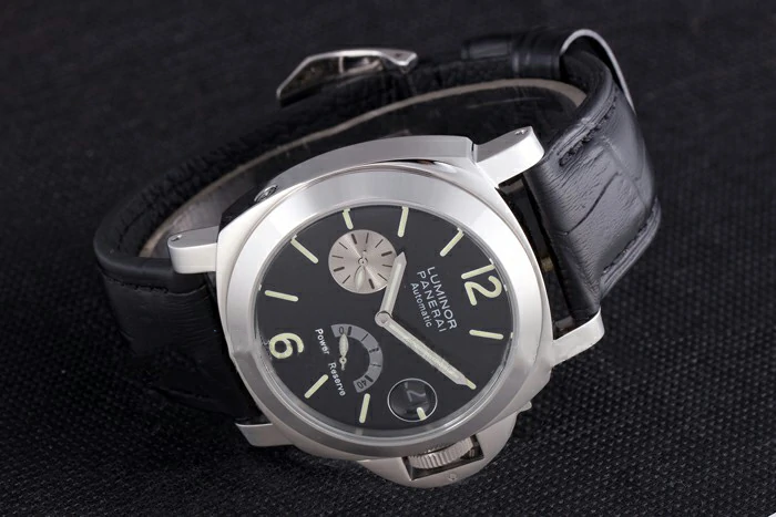 Panerai Luminor Power Reserve Black Dial Black Leather Bracelet new10211
