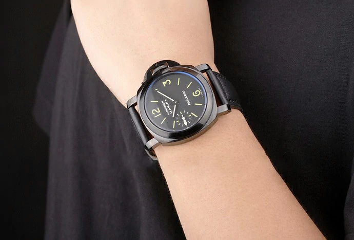 Panerai Luminor Marina Black Dial Black Stainless Steel Case Black Leather Bracelet new10251