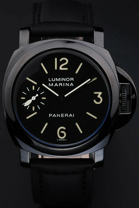 Panerai Luminor Marina Black Dial Black Stainless Steel Case Black Leather Bracelet new10251