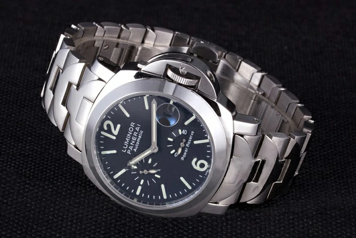 Panerai Luminor Power Reserve Black Dial Brushed Stainless Steel Bracelet new10741