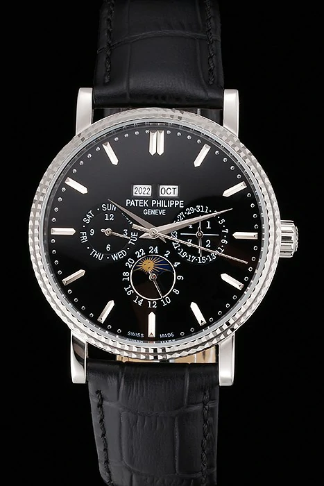 Patek Philippe Grand Complications Perpetual Calendar Black Dial Black Leather Bracelet new11501