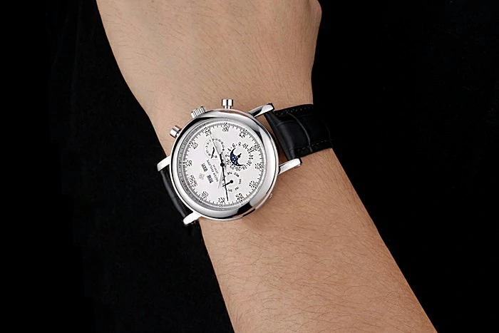 Patek Philippe Grand Complications Perpetual Calendar White Dial Black Leather Bracelet new11541