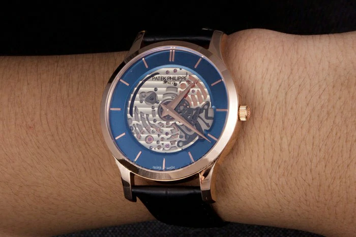 Patek Philippe Complications Blue Dial Black Leather Bracelet new117172