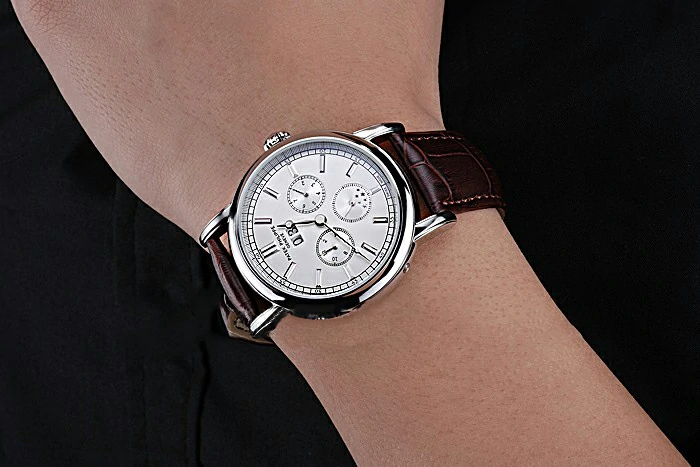 Patek Philippe Geneve Grand Complications White Dial Stainless Steel Bezel Brown Leather Band new118602