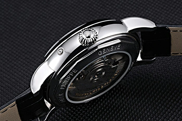 Patek Philippe Geneve Grand Complications Black Dial Stainless Steel Bezel Black Leather Band new118604