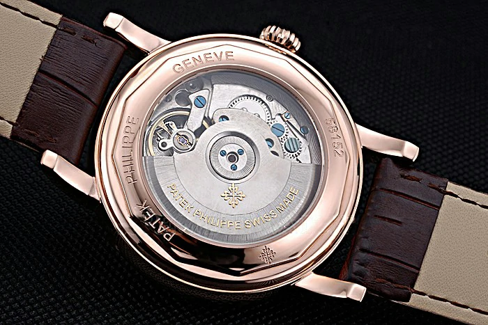 Patek Philippe Geneve Grand Complications White Dial Tourbillon Rose Gold Bezel Brown Band new118607