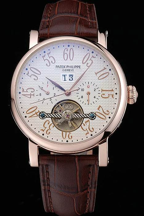 Patek Philippe Grand Complications Gold Case White Dial Arabic Numerals Brown Leather Bracelet new118777
