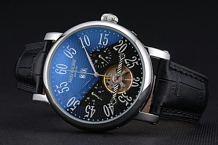 Patek Philippe Grand Complications Stainless Steel Case Black Dial Roman Numerals Black Leather Bracelet new118778