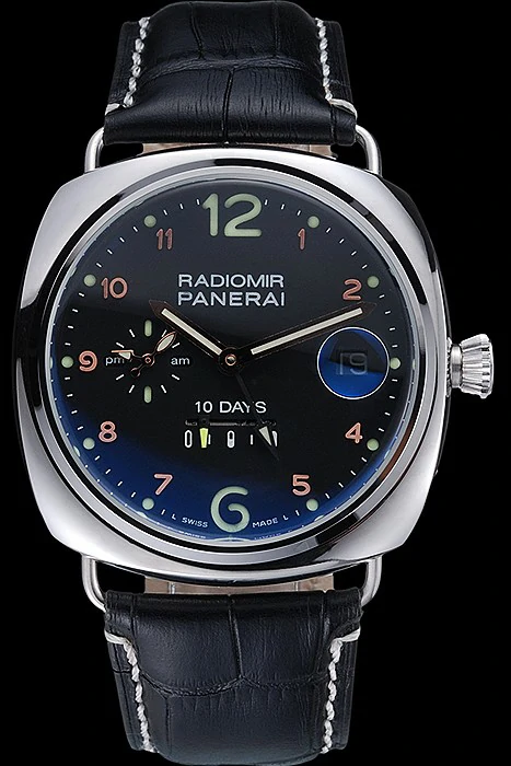 Panerai Radiomir Stainless Steel Bezel Black Leather Bracelet new119015