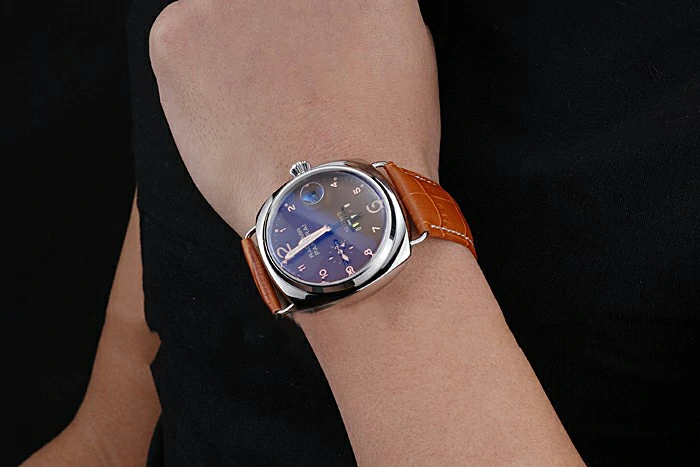 Panerai Radiomir Stainless Steel Bezel Cognac Leather Bracelet new119017