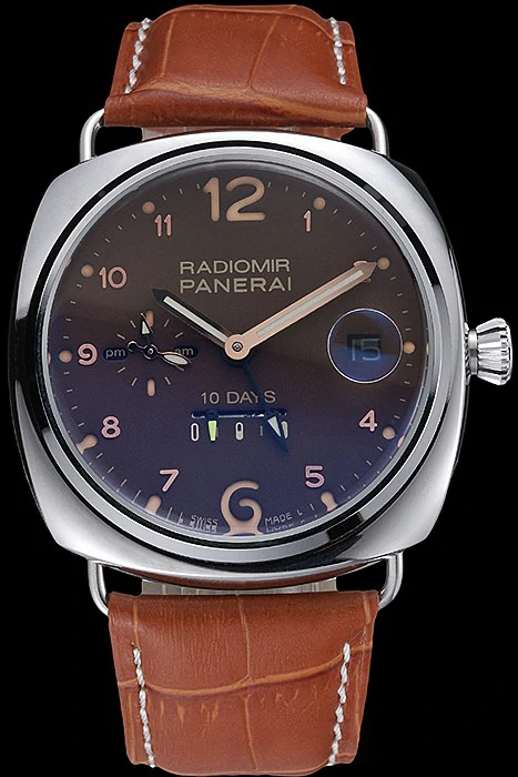 Panerai Radiomir Stainless Steel Bezel Cognac Leather Bracelet new119017