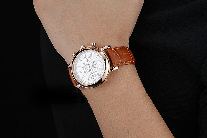 Patek Philippe Grand Complications Perpetual Calendar White Dial Brown Leather Bracelet new11911