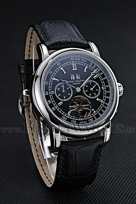 Patek Philippe Geneve Grand Complications Black Face Tourbillon Stainless Steel Black Band new120307