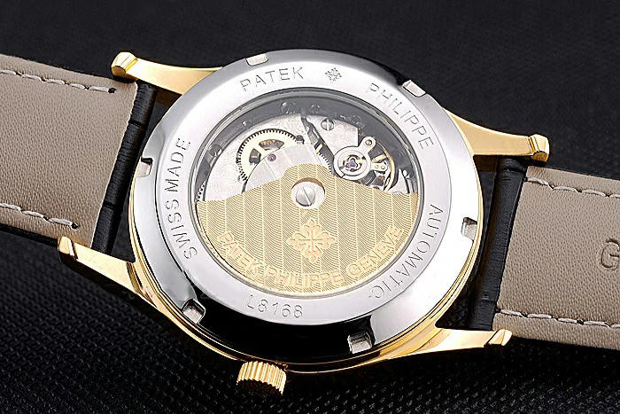 Patek Philippe Calatrava Black Dial Gold Case Black Leather Strap new120806