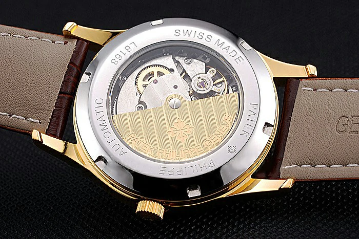 Patek Philippe Calatrava White Dial Gold Case Brown Leather Strap new120811