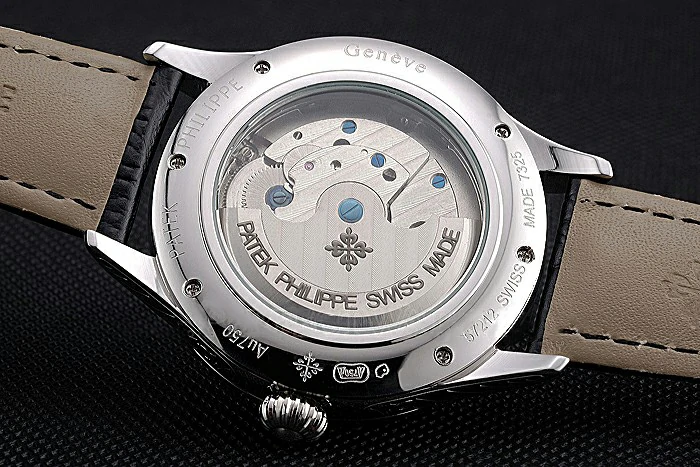 Patek Philippe Day Date Tourbillon Black Dial Stainless Steel Case Black Leather Strap new120812