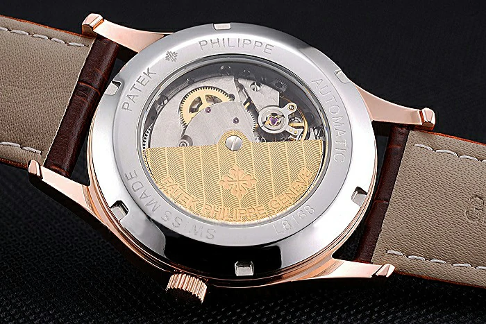 Patek Philippe Calatrava White Dial Diamond Numerals Rose Gold Case Brown Leather Strap new120819