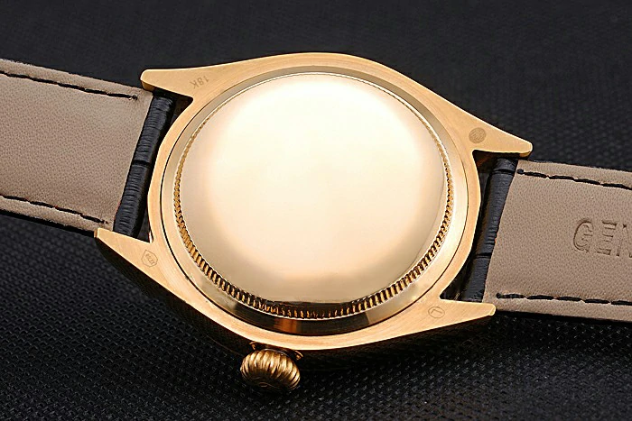 Rolex Cellini Black Dial Gold Case Black Leather Strap new120975
