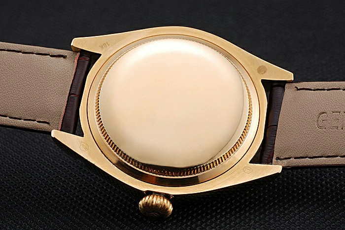 Rolex Cellini White Dial Gold Case Brown Leather Strap new120976