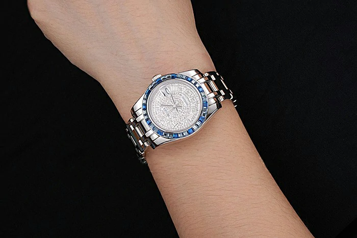 Rolex Datejust Diamond Dial Blue Jewels Bezel Stainless Steel Case And Bracelet new120977