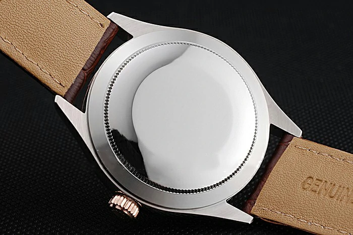 Rolex Cellini Gold Dial And Bezel Stainless Steel Case Brown Leather Strap new120983