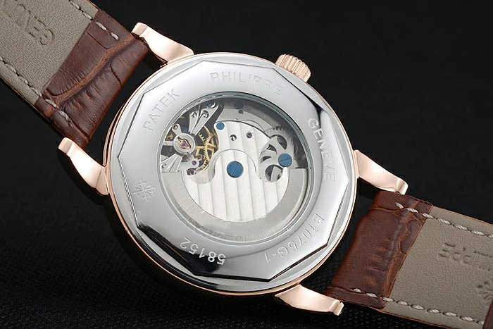 Patek Philippe Dual Time Moonphase Tourbillon Gold Skeletonised Dial Rose Gold Case Brown Leather Strap new121081