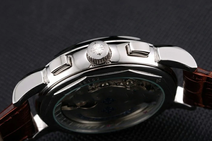 Patek Philippe Perpetual Calendar Tourbillon White Dial Stainless Steel Case Brown Leather Strap new121083