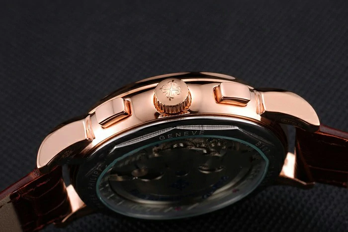 Patek Philippe Perpetual Calendar Tourbillon White Dial Rose Gold Case Brown Leather Strap new121088