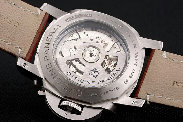 Panerai Luminor Marina 1950 Black Dial Brushed Steel Case Light Brown Leather Strap new121402