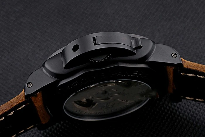 Panerai Luminor Marina 1950 Black Dial Matte Black Steel Case Brown Suede Leather Strap new121404
