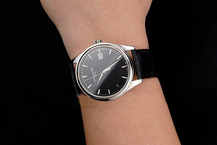 Patek Philippe Calatrava Black Dial Stainless Steel Case Black Leather Strap new121579