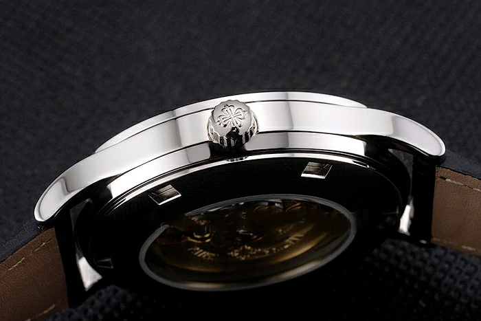 Patek Philippe Calatrava Silver Dial Stainless Steel Case Black Leather Strap new121580