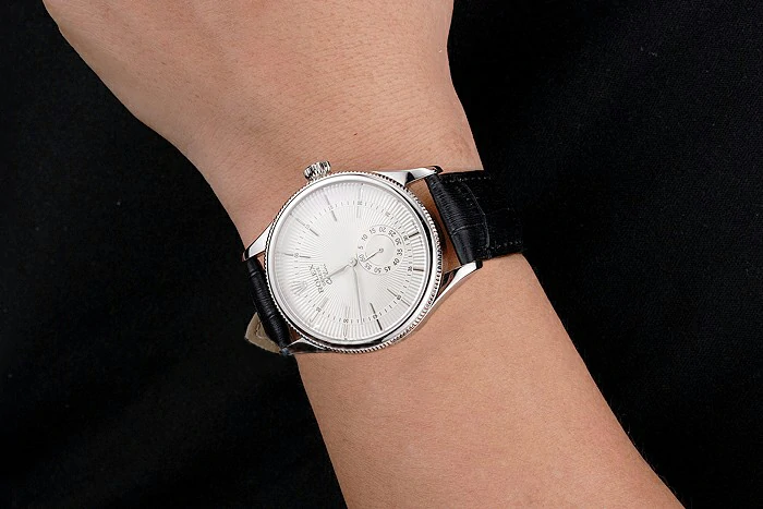 Rolex Cellini White Dial Stainless Steel Case Black Leather Strap new121592