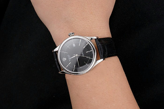 Rolex Cellini Date Black Dial Stainless Steel Case Black Leather Strap new121594