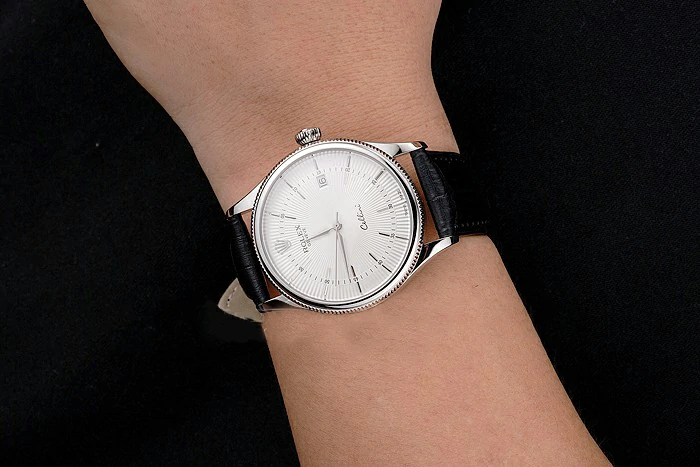 Rolex Cellini Date White Dial Stainless Steel Case Black Leather Strap new121600