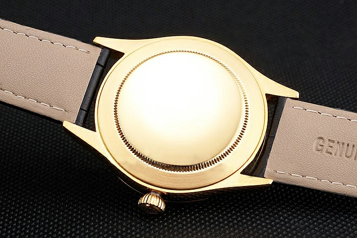 Rolex Cellini Black Dial Gold Markings Gold Case Black Leather Strap new121606