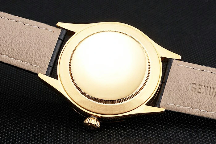 Rolex Cellini Black Dial Roman Numerals Gold Case Black Leather Strap new121607