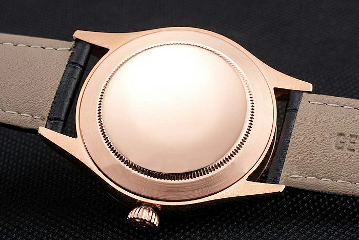 Rolex Datejust White Dial Rose Gold Case Black Leather Strap new121611