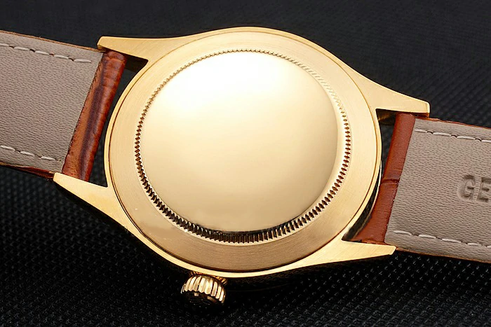Rolex Datejust White Dial Gold Case Light Brown Leather Strap new121615