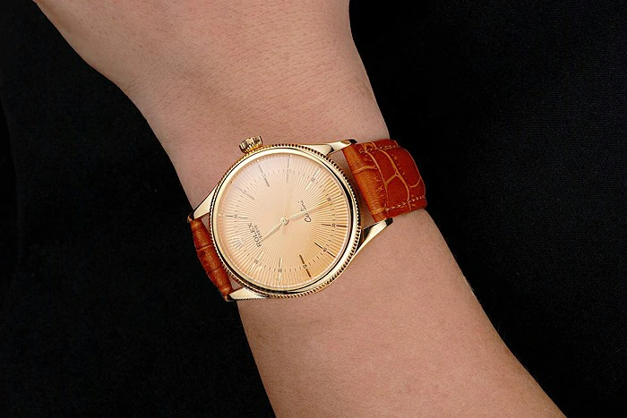 Rolex Cellini Gold Dial And Markings Gold Case Light Brown Leather Strap new121620