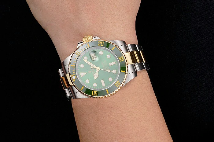Rolex Submariner Green Dial And Bezel Two Tone Steel Gold Bracelet new121629