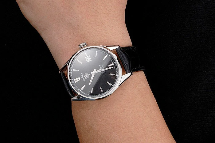 Tag Heuer Carrera Calibre 5 Black Dial Stainless Steel Case Black Leather Strap new121634