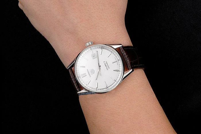 Tag Heuer Carrera Calibre 5 Silver Dial Stainless Steel Case Brown Leather Strap new121635