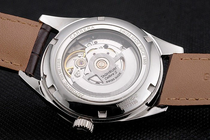 Tag Heuer Carrera Calibre 5 Silver Dial Stainless Steel Case Brown Leather Strap new121635