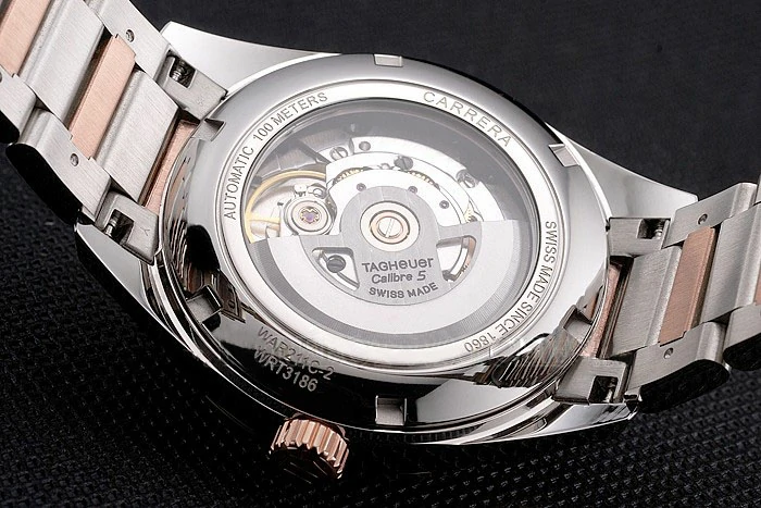 Tag Heuer Carrera Calibre 5 White Dial Rose Gold Case Two Tone Bracelet new121638