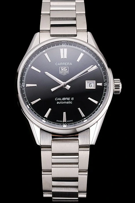 Tag Heuer Carrera Calibre 5 Black Dial Stainless Steel Case And Bracelet new121639