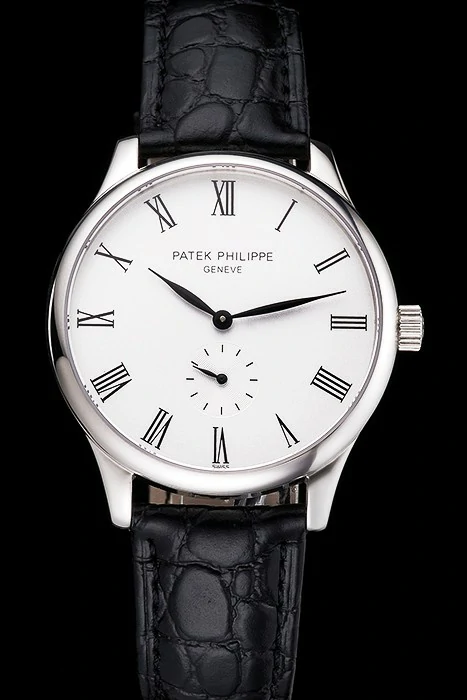 Patek Philippe Calatrava White Dial Stainless Steel Case Black Leather Strap new121934