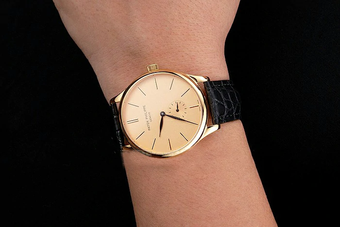Patek Philippe Calatrava Gold Dial Gold Case Black Leather Strap new121936